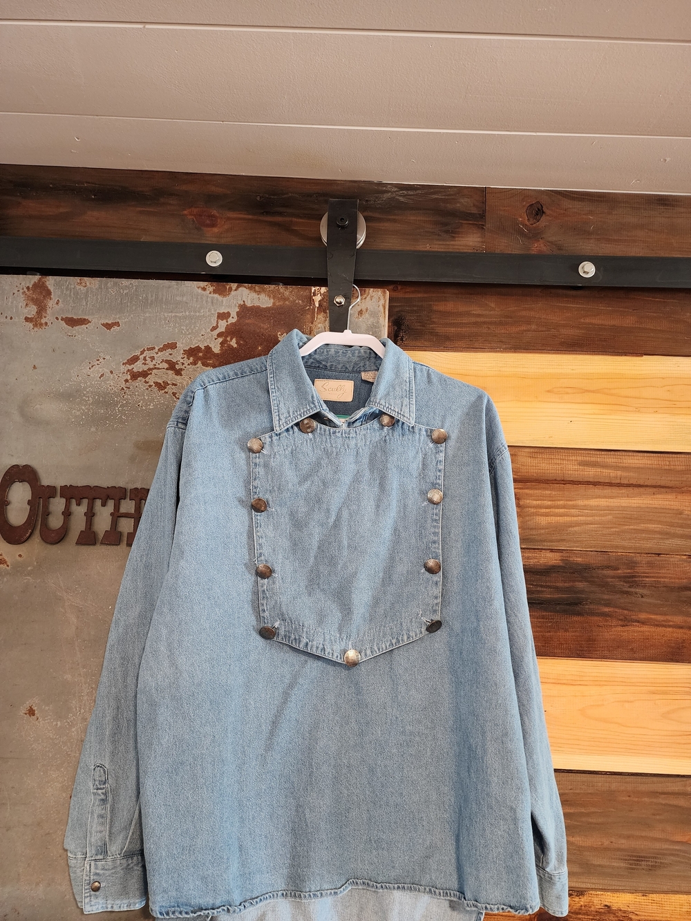 Men's Scully Western Denim Bib Shirt.